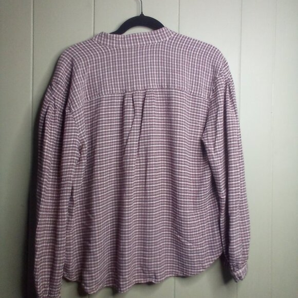 Treasure & Bond Button Up Shirt L Long Sleeve Plaid Tan Red - Picture 4 of 15
